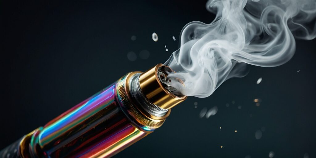 Un dessin montrant la nouvelle résistance plongée dans du e-liquide avant l'installation.